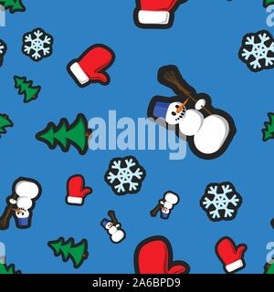 Weihnachten nahtlose Muster mit Urlaub Spielzeug und Symbole im Cartoon Stil Stock Vektor