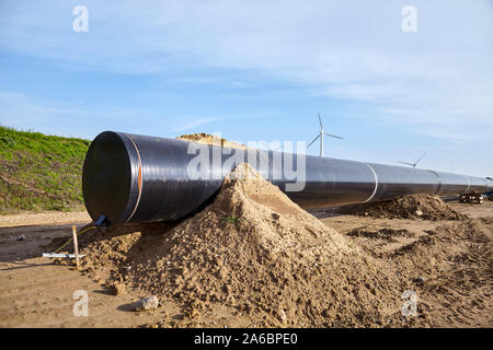 Pipeline Baustelle an einem sonnigen Tag. Stockfoto