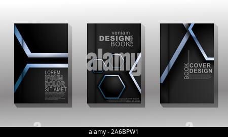 Vector Illustration mit minimalen Buch für Design. Sechskantschrauben der Abdeckung gegen einen dunklen Hintergrund grau Stock Vektor