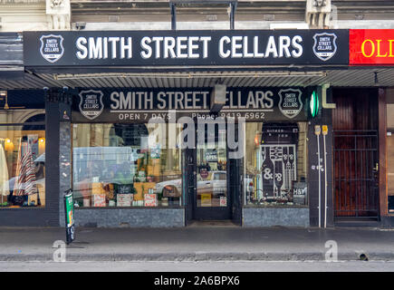 Smith Street Keller Liquor Store Smith St Collingwood Melbourne, Victoria, Australien. Stockfoto