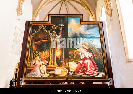 Colmar, Frankreich. 25 Okt, 2019. Ein Panel der Isenheimer Altar in der Unterlinden. Der Altar wird derzeit umfassend saniert werden. Quelle: dpa Picture alliance/Alamy leben Nachrichten Stockfoto