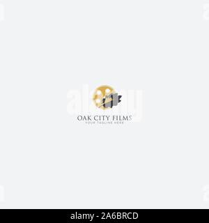 Gold und schwarz Oak City Film Logo Design Studio Stock Vektor