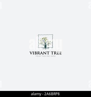 Abstrakt lebendige Baum Logo Design Wurzel Stock Vektor
