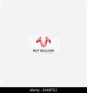 Bullion logo Kaufen mit abstrakten bullish Markt oder Bull Stock Vektor