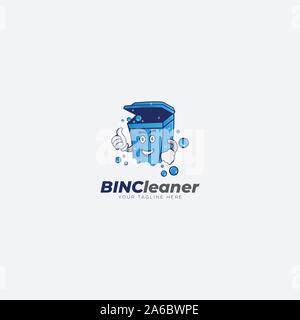 Müllreiniger Logo-Design mit Charakter und Glühbirne Logo recyceln Stock Vektor