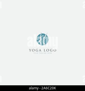 Yoga Silhouette und Line Art Logo gesund Stock Vektor