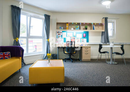 Ein Student Hallen der Bewohner Zimmer an der Universität Stockfoto