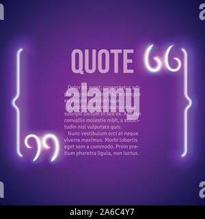 Retro neon leuchtenden Anführungszeichen frame Stock Vektor