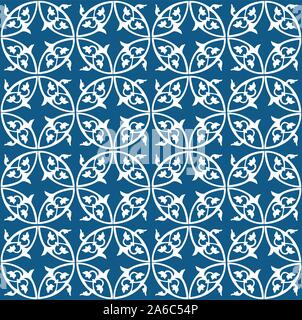 Traditionelle portugiesische weiß und blau nahtlose Abstrakte Blumen muster Stock Vektor