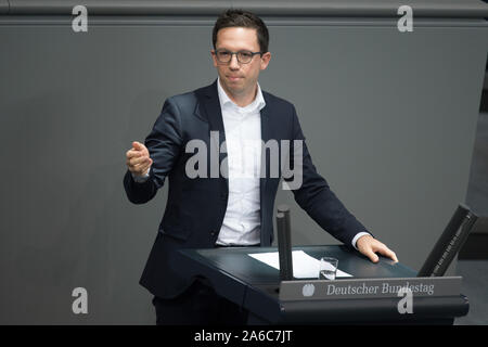 Berlin, Deutschland. 25 Okt, 2019. Falko Mohres (SPD) spricht im Plenum des Deutschen Bundestages. Das Thema ist in ländlichen Gebieten. Quelle: Jörg Carstensen/dpa/Alamy leben Nachrichten Stockfoto