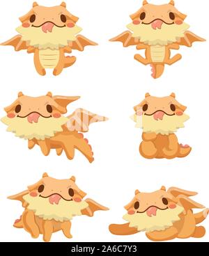 Cute cartoon Drachen auf hellen Hintergrund einstellen. Stock Vektor