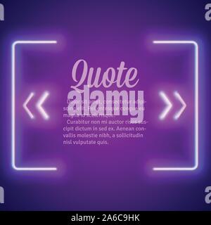 Retro neon leuchtenden Anführungszeichen frame Stock Vektor