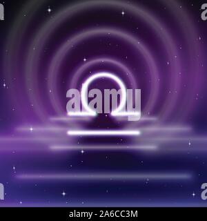 Sternzeichen Waage oder Skalen mit mystischen Aura im Universum. Magic Symbol Stock Vektor