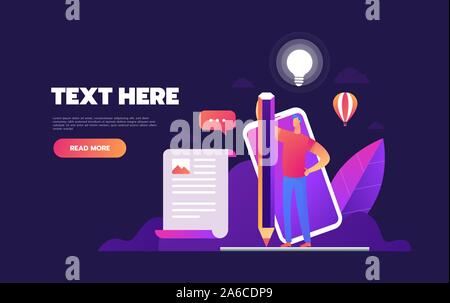 Vektor Konzept der e-Signatur. Die Unterzeichnung eines Vertrags mit einer elektronischen Signatur. Unternehmer im Arbeitsbereich. Vector Illustration Stock Vektor