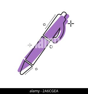 Symbol 'Pen' im Stil eines Comic. splash Wirkung, einfache flache Bauform. Stock Vektor