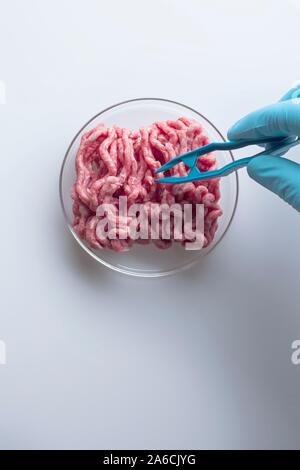 Konzeptionelle Bild von gefälschten Fleisch in einem Labor gezüchtet. Stockfoto