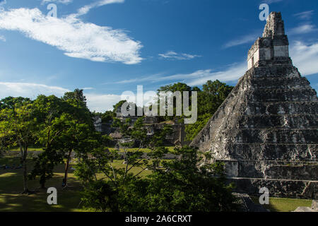 Tempel I oder Tempel der Großen Jaguar, Nationalpark Tikal, Guatemala. Ein UNESCO Weltkulturerbe. Stockfoto