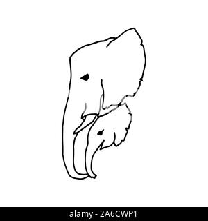 Vector Abbildung von zwei Line Art Elephant Head. Schwarze und weiße Elephant Head Logo Stock Vektor