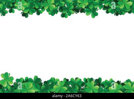 Saint Patricks Day Hintergrund mit gesprüht grünen Klee Blätter oder Shamrocks Stock Vektor
