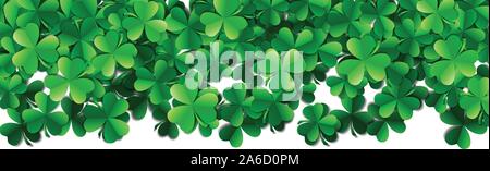 Saint Patricks Day Hintergrund mit gesprüht grünen Klee Blätter oder Shamrocks Stock Vektor