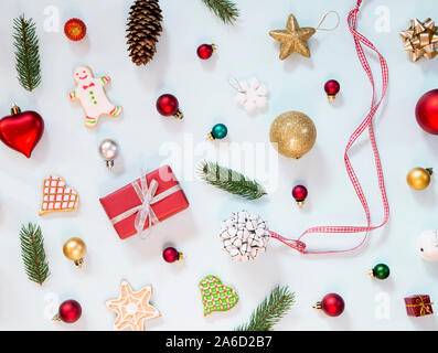 Weihnachten und Neujahr Ornamente Hintergrund Stockfoto