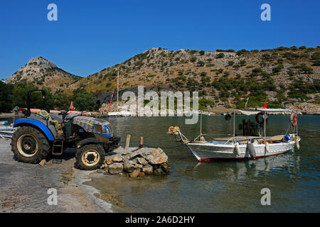 Auf der Suche nach Unterschlupf, sie fuhr vor ostwinde in Serçe Limanı, einem natürlichen Hafen an der Südküste der Türkei Stockfoto