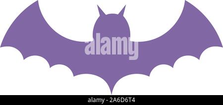 Lila Fledermaus offenen Flügeln auf weißem Hintergrund Vector Illustration Stock Vektor