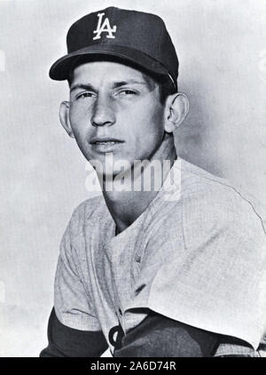 Vintage schwarz-weiß Foto von Hall of Fame Baseball Pitcher Don Sutton mit den Los Angeles Dodgers in den 1960er und 70er Jahren. Stockfoto