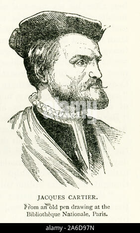 Diese Abbildung von Jacques Cartier Termine bis 1912. Es ist auf einer alten Federzeichnung, das Haus in der Bibliotheque Nationale in Paris. Jacques Cartier (1491-1557) war ein Breton Explorer, der behauptete, was nun Kanada ist für Frankreich und war die erste Europäische zu beschreiben, den Sankt-Lorenz-Golf und am Ufer des St. Lawrence River Karte und. Stockfoto