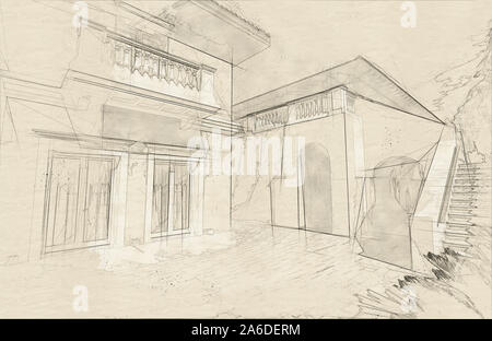 Traditionelle griechische Hausfassade und Straßen in Griechenland Stockfoto