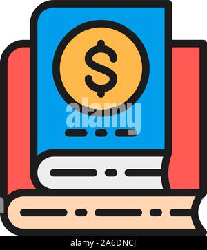 Finanzielle Bücher, business Literatur flachen Farbe Symbol. Stock Vektor