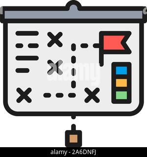 Projektor mit Präsentation, Charts flachen Farbe Symbol. Stock Vektor