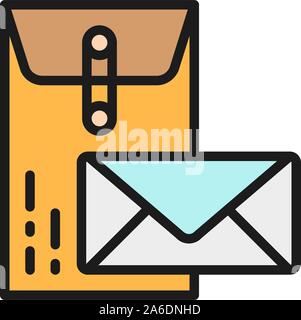 Große und kleine Umschläge, Post, Geschäftsbriefe, flachen Farbe Symbol. Stock Vektor