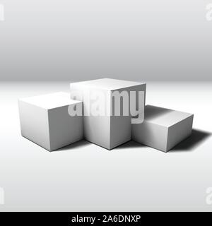 Sockel mit 3D-Würfel und realistische Schatten im Zimmer Stock Vektor