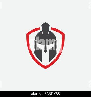 Schild und Helm des spartanischen Kriegers Symbol, Emblem. Spartan Helmen logo, Vector Illustration der Spartaner Schild und Helm, spartanische Griechische gladiator Helm Rüstung flachbild Vektor icon Stock Vektor