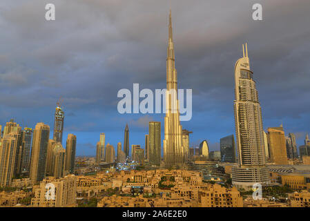 Burj Khalifa bei Sonnenaufgang Stockfoto