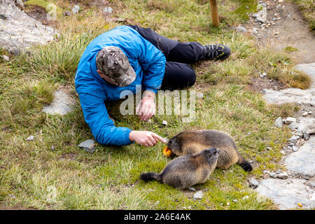 Auf der Großglockner Hochalpenstraße in Österreich, High Alpine Mountain Road zwischen den beiden österreichischen Bundesländern Salzburg und Kärnten, Kaiser-Franz Stockfoto