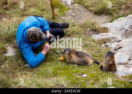 Auf der Großglockner Hochalpenstraße in Österreich, High Alpine Mountain Road zwischen den beiden österreichischen Bundesländern Salzburg und Kärnten, Kaiser-Franz Stockfoto