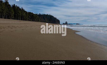 Ein toller Sandstrand entlang der West Coast Trail auf Vancouver Island, British Columbia, Kanada Stockfoto