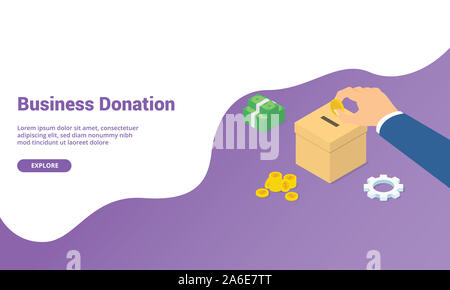Business Spende Geld isometrische für Website Vorlage oder Landung homepage Banner-Vector Illustration Stockfoto