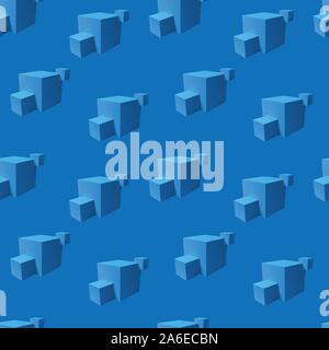 Zusammenfassung nahtlose Muster mit überlappenden blauen Würfel Stock Vektor
