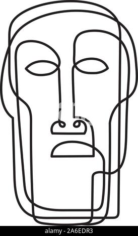 Gesicht tribal Mask kontinuierliche Single Line Style Stock Vektor