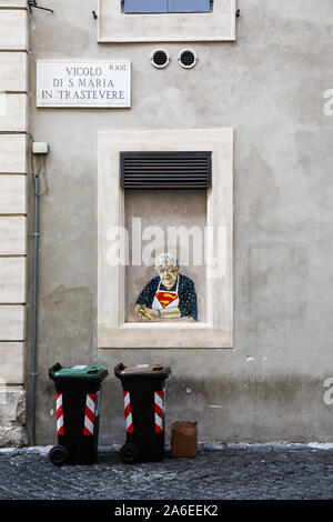 Von Lediesis in Vicolo di S. Maria in Trastevere in Rom, Italien, auf Wandnische zugeschnittene Plakatkunst Stockfoto