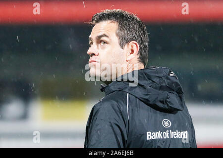 Oktober 25th, 2019, Cork, Irland: Munster Rugby Head Coach Johann Van Graan im Pro 14 versus Fischadler bei der Irish Independent Park Stockfoto