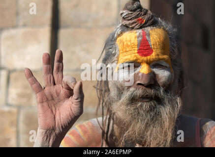 Porträt eines Sadhu, Pashupatinath, Kathmandu, Nepal. Stockfoto