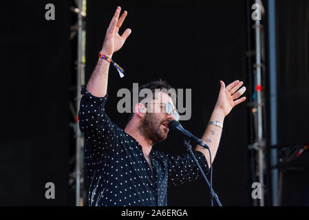 MADRID - SEP 7: Viva Suecia (Band) im Konzert an Dcode Music Festival führen Sie am 7. September 2019 in Madrid, Spanien. Stockfoto