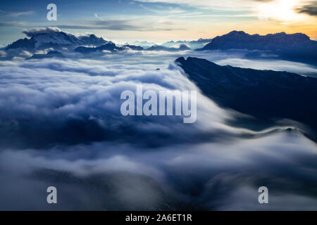 Der Blick vom Monte Lagazuoi, in den italienischen Dolomiten Stockfoto