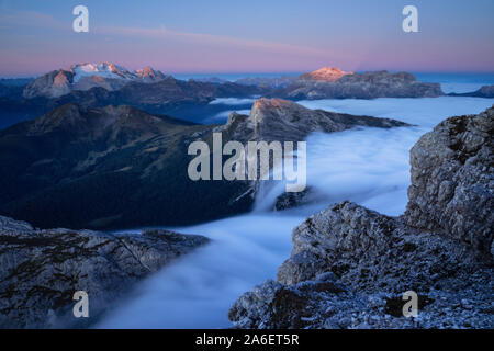 Der Blick vom Monte Lagazuoi, in den italienischen Dolomiten Stockfoto