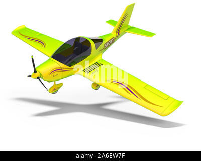 Konzept kleine Fliegen Salat für die Ausbildung von Piloten 3D-Renderer auf weißem Hintergrund mit Schatten Stockfoto