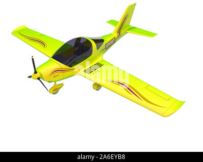 Konzept kleine Fliegen Salat für die Ausbildung von Piloten 3D-Renderer auf weißem Hintergrund kein Schatten Stockfoto